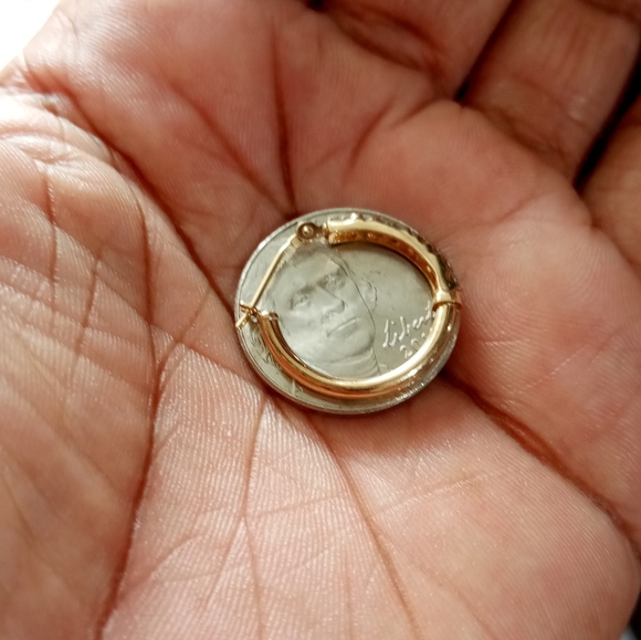 Real 10kt Gold Diamonds Hoop Earrings#SOLD - Picture 6 of 8